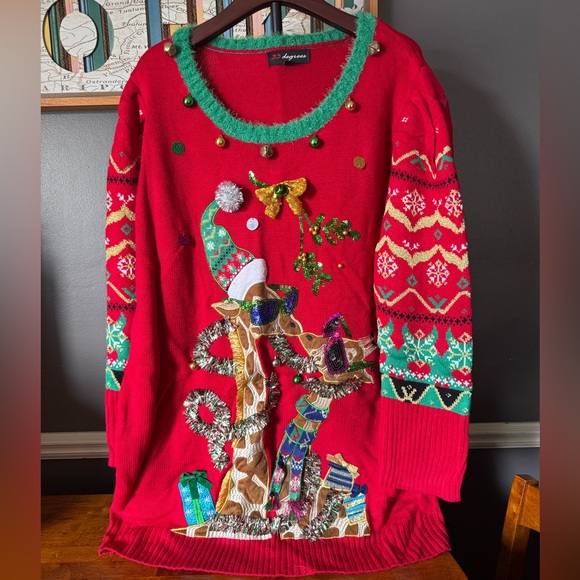 Christmas Red Festive Ugly Sweater - Picture 1 of 2